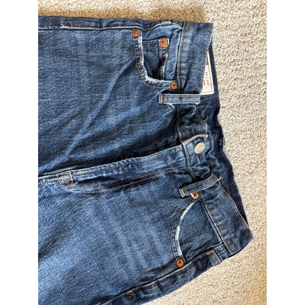 Gap Mom Jean High Rise Size 24/00R Dark Wash Blue Distressed Vintage Style - Picture 4 of 9